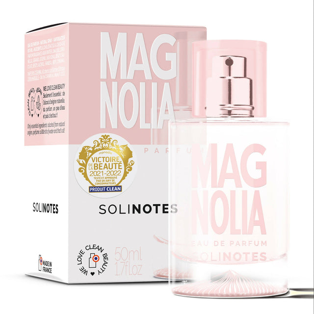 Solinotes Magnolia perfume bottle and packaging on a white background