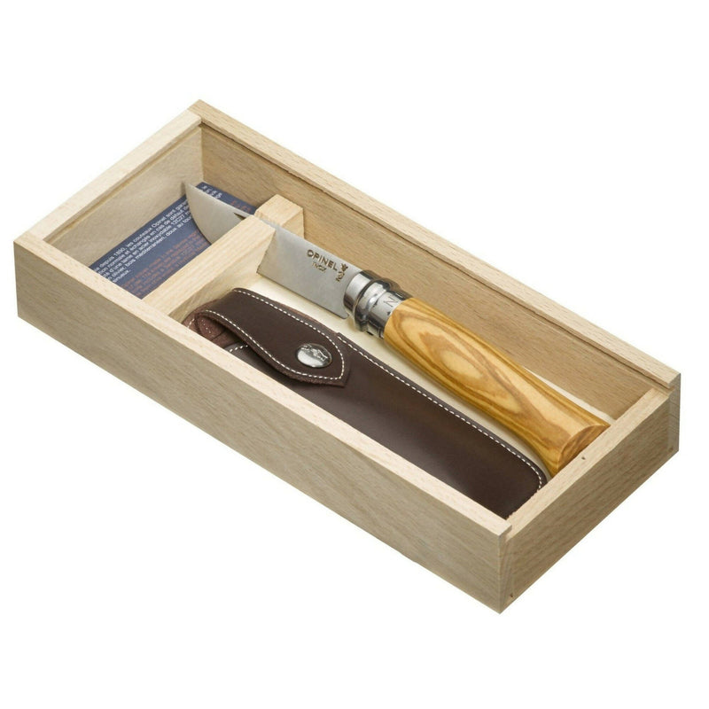 Opinel - No.08 Olive Wood Folding Knife with Sheath