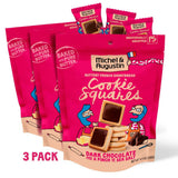 Michel et Augustin Chocolate French Cookie Squares | 3 Pack | Dark Chocolate Sea Salt | 15 Shortbread Cookie Squares Per Bag