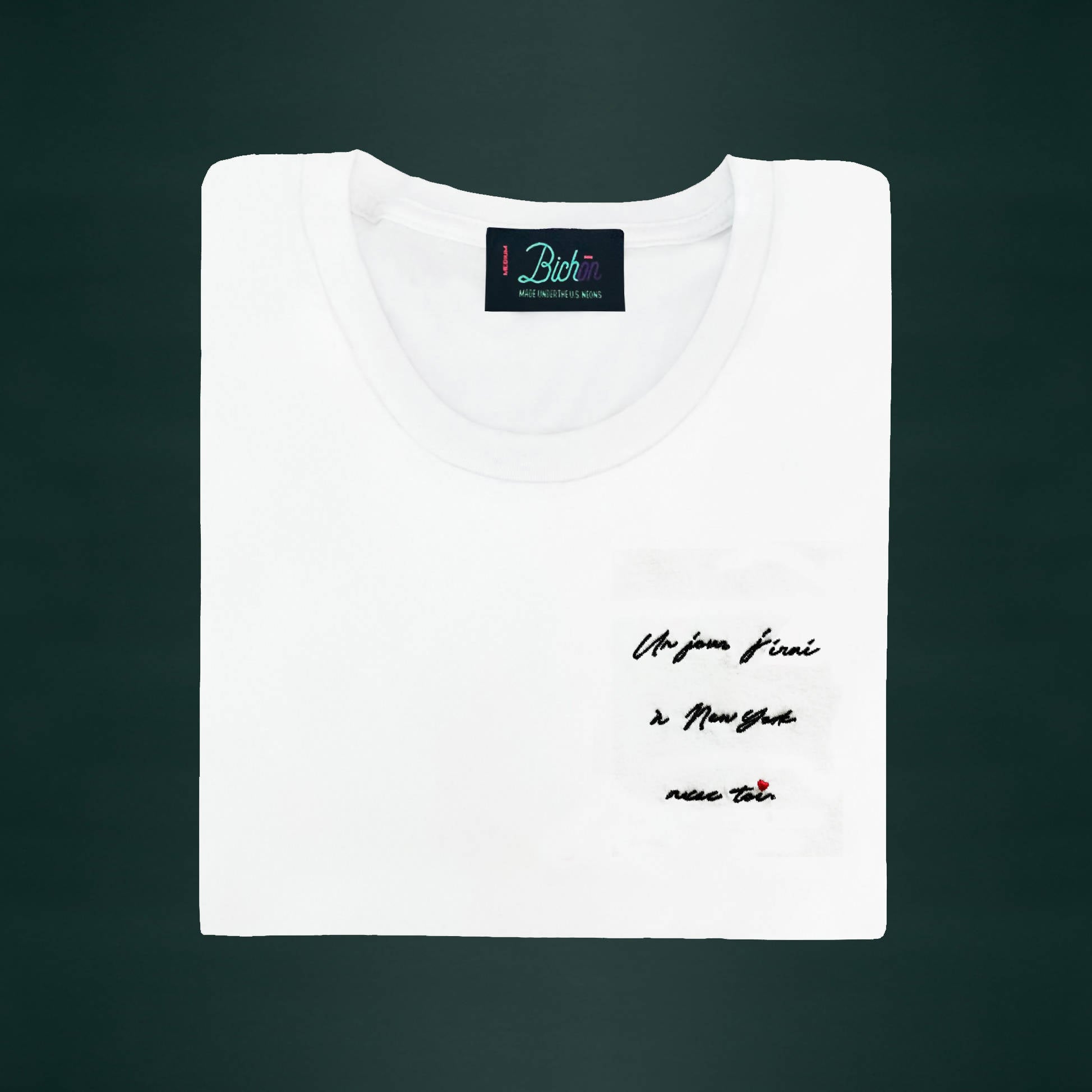 Woman White T-Shirt - Un jour j'irai à New York avec toi – French Wink