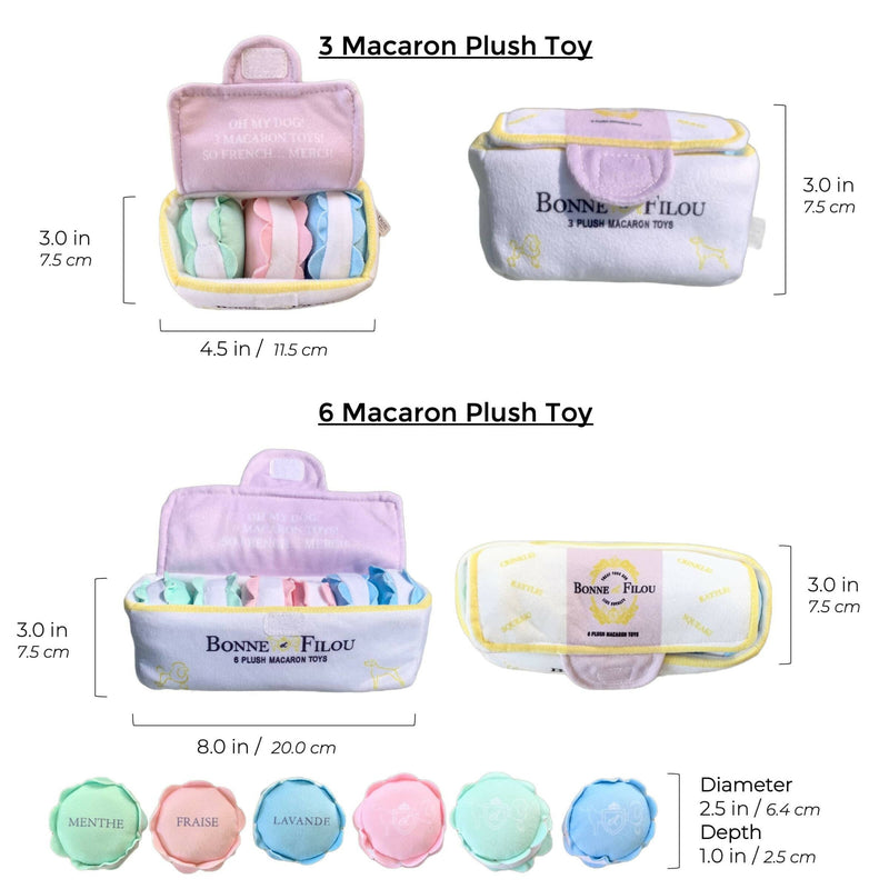 Plush Macaron Squeaky Dog Toy (3 or 6 macarons) - All Sizes