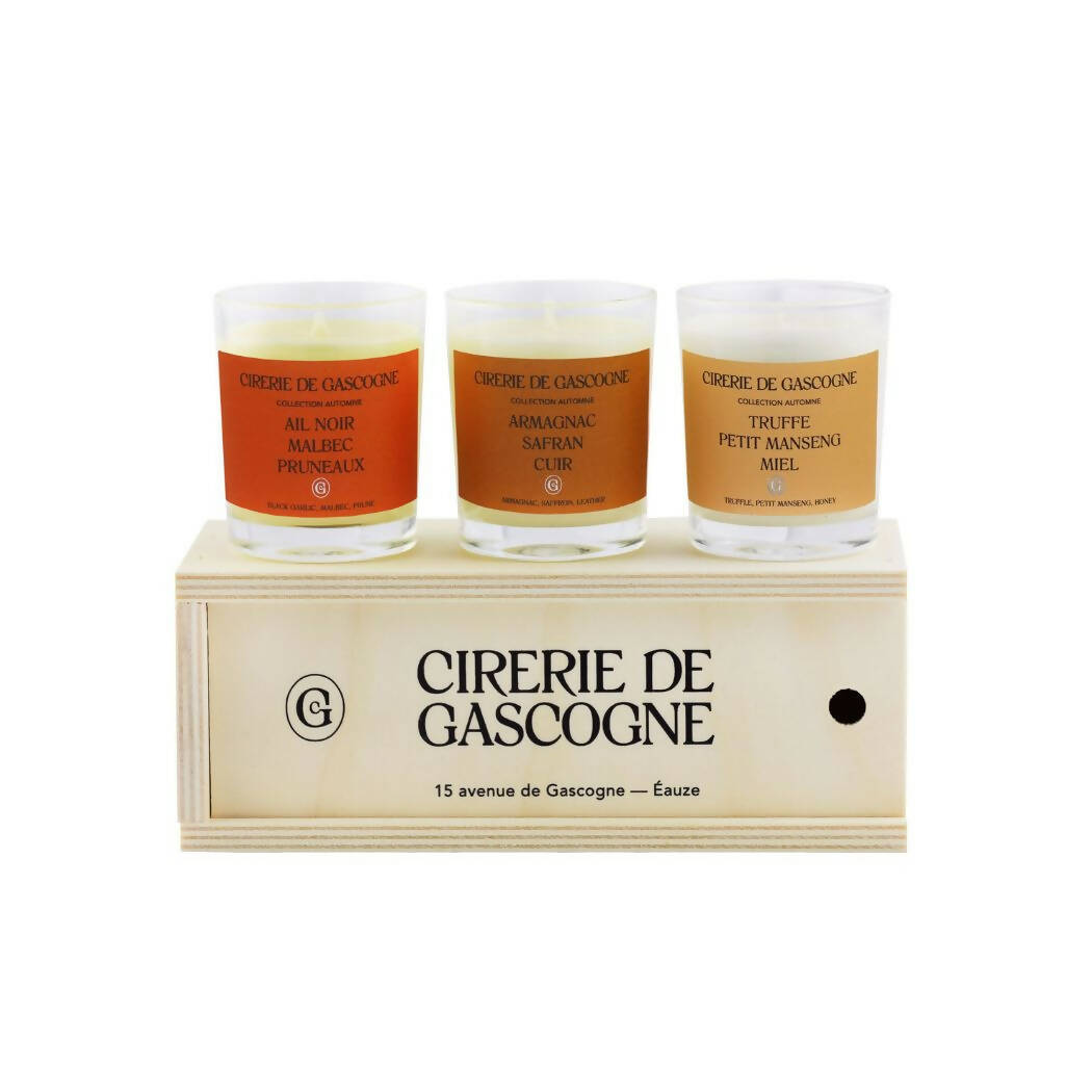Cirerie De Gascogne - Autumn Candle Set (in a wooden box) - 3 x 80g